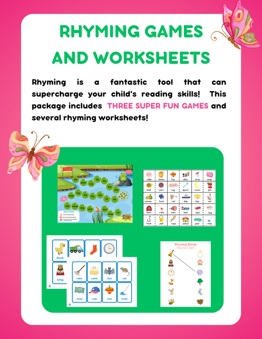 Rhyming Games and Worksheets Package