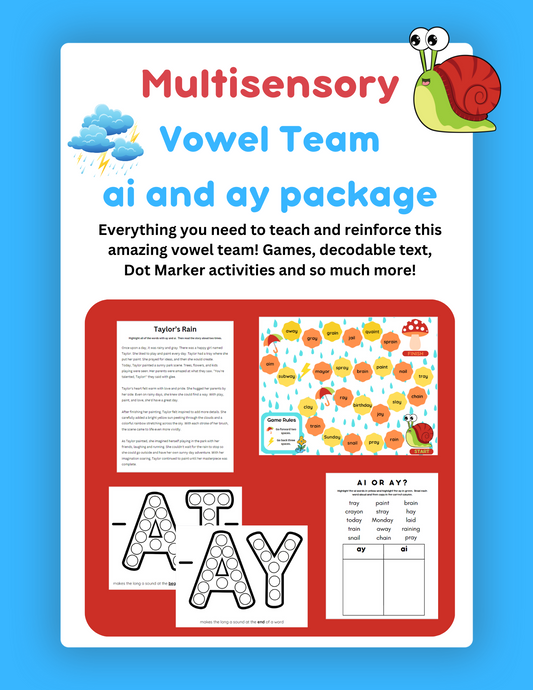 Multisensory "ai" and "ay" Vowel Package